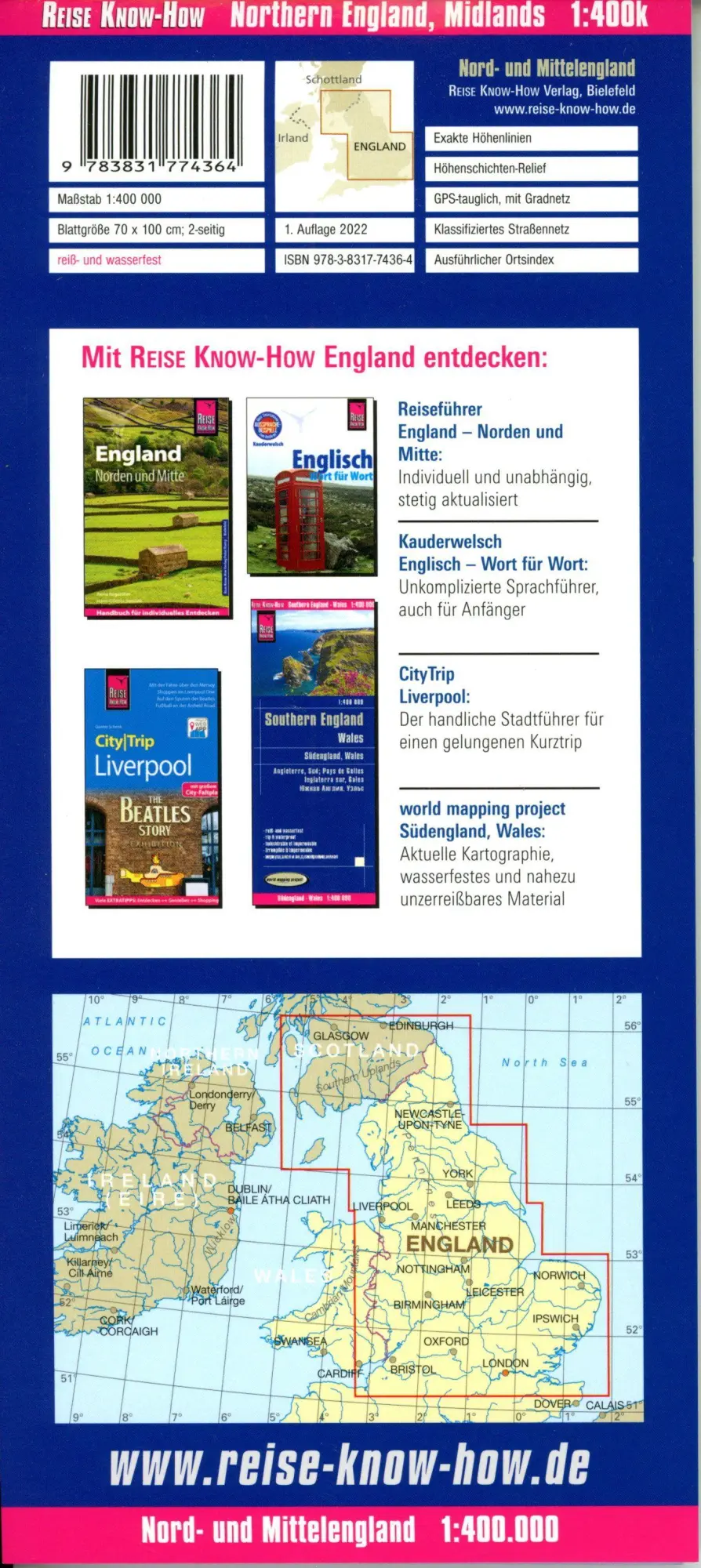 Bild: 9783831774364 | Reise Know-How Landkarte Nord- und Mittelengland / Northern England...