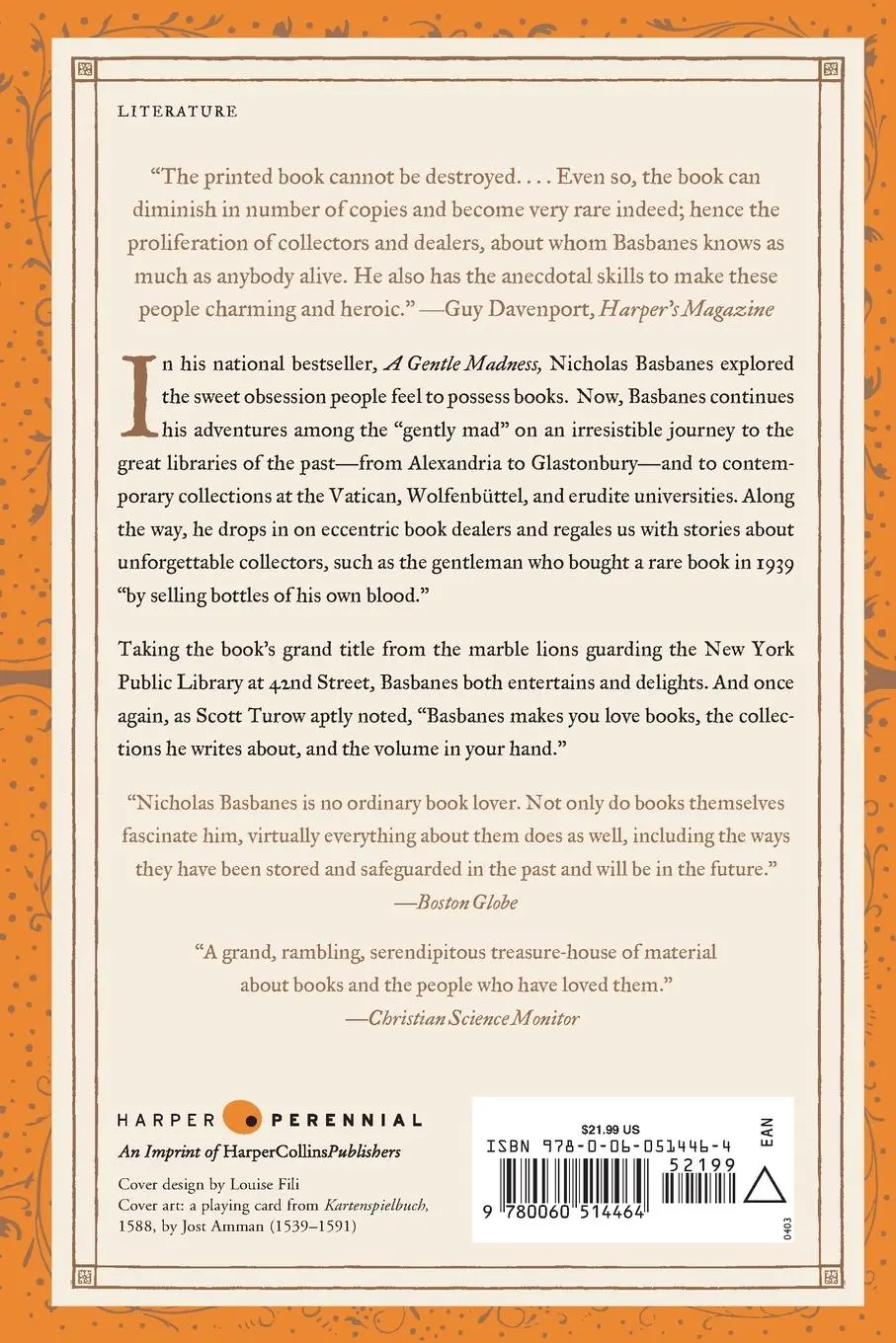 Rückseite: 9780060514464 | Patience &amp; Fortitude | Nicholas A. Basbanes | Taschenbuch | Englisch