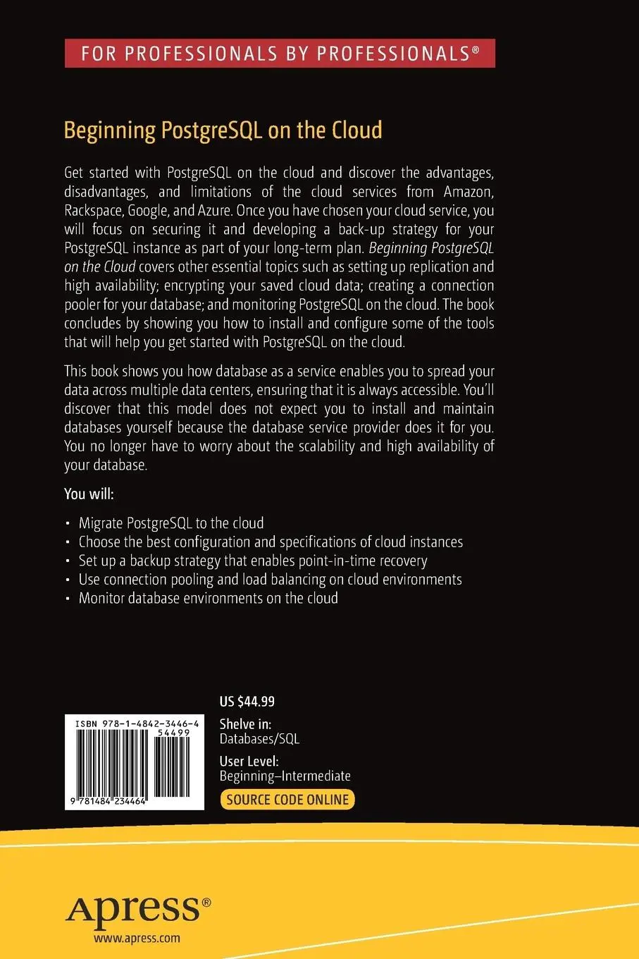 Rückseite: 9781484234464 | Beginning PostgreSQL on the Cloud | Avinash Vallarapu (u. a.) | Buch