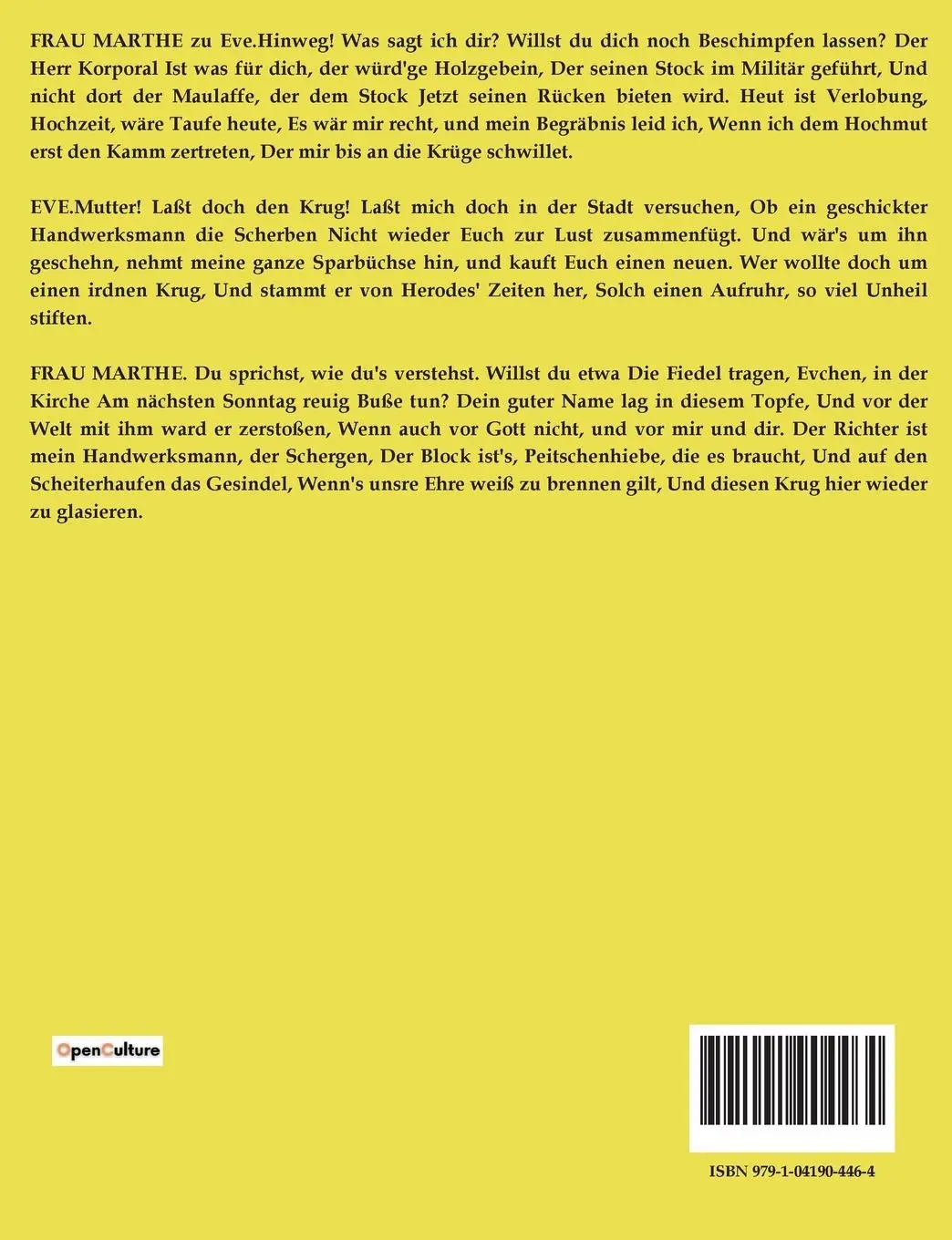 Rückseite: 9791041904464 | Der zerbrochne Krug | Ein Lustspiel | Heinrich von Kleist | Buch