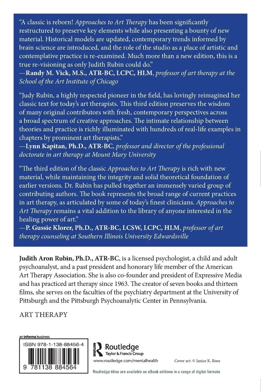 Rückseite: 9781138884564 | Approaches to Art Therapy | Theory and Technique | Judith Aron Rubin