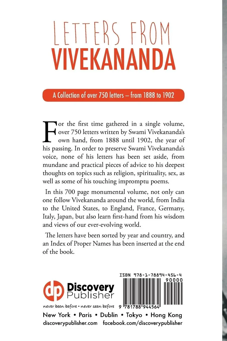 Rückseite: 9781788944564 | Letters from Vivekananda | written around the world, from 1888 to 1902
