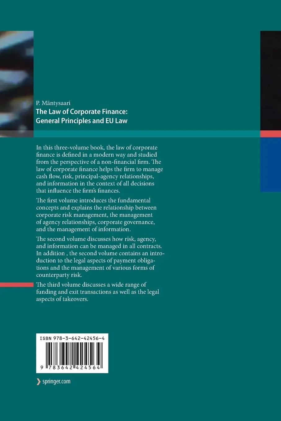 Rückseite: 9783642424564 | The Law of Corporate Finance: General Principles and EU Law | Buch | x