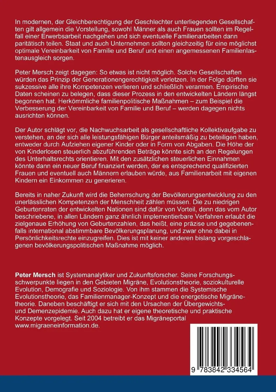 Rückseite: 9783842334564 | Familie als Beruf | Peter Mersch | Taschenbuch | 112 S. | Deutsch