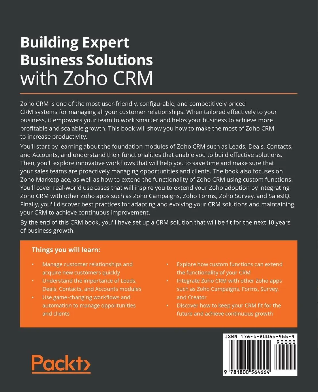 Rückseite: 9781800564664 | Building Expert Business Solutions with Zoho CRM | Dominic Harrington