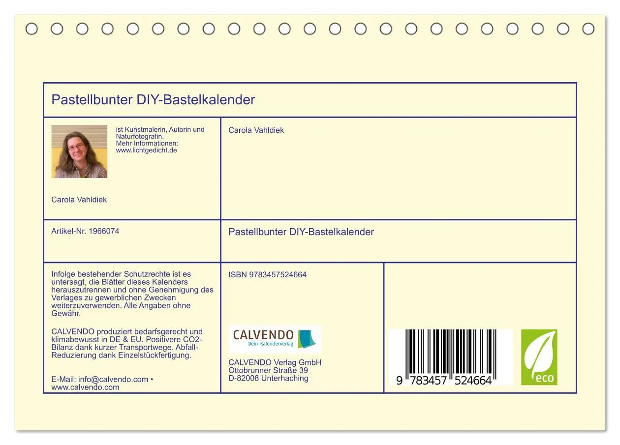 Bild: 9783457524664 | Pastellbunter DIY-Bastelkalender (Tischkalender 2026 DIN A5 quer),...