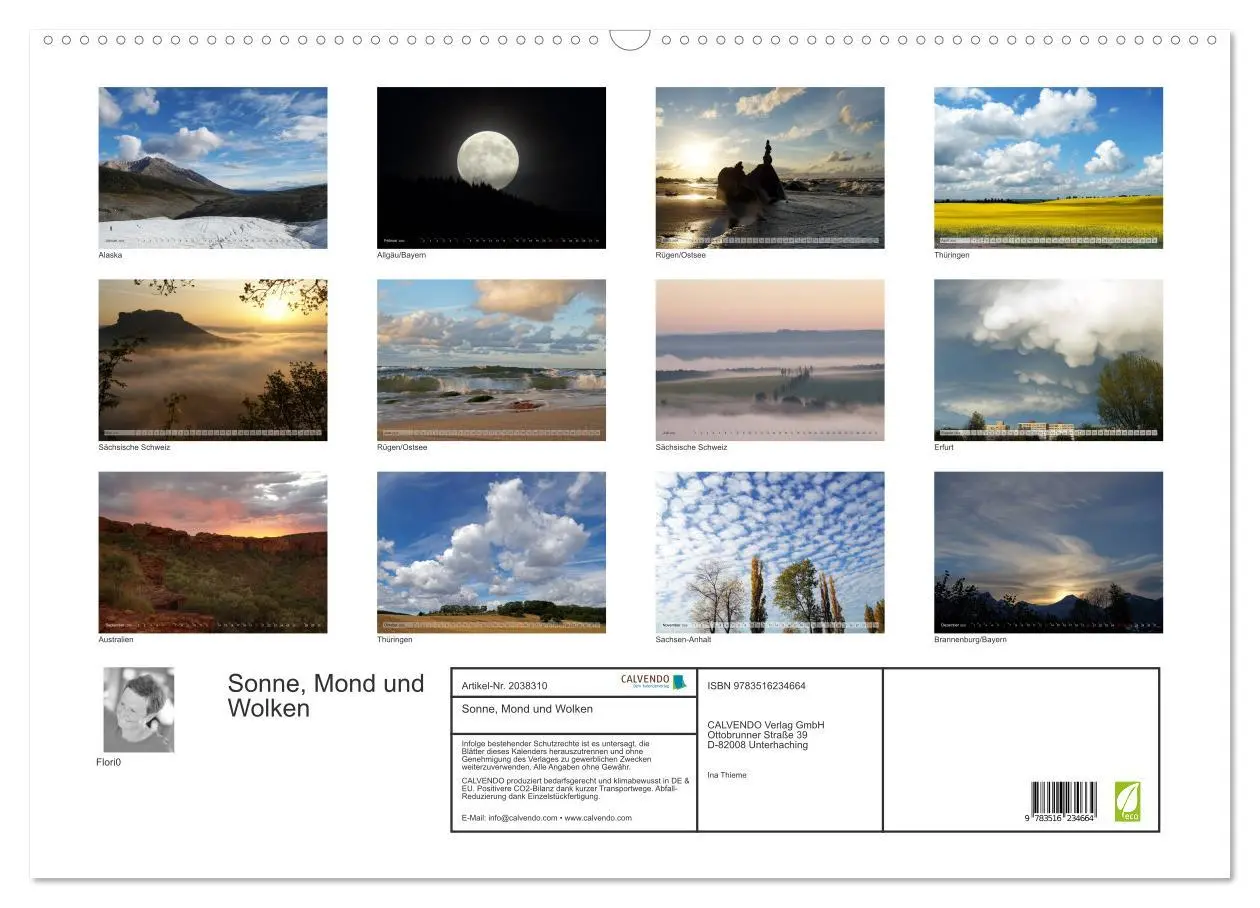 Bild: 9783516234664 | Sonne, Mond und Wolken (Wandkalender 2026 DIN A2 quer), CALVENDO...