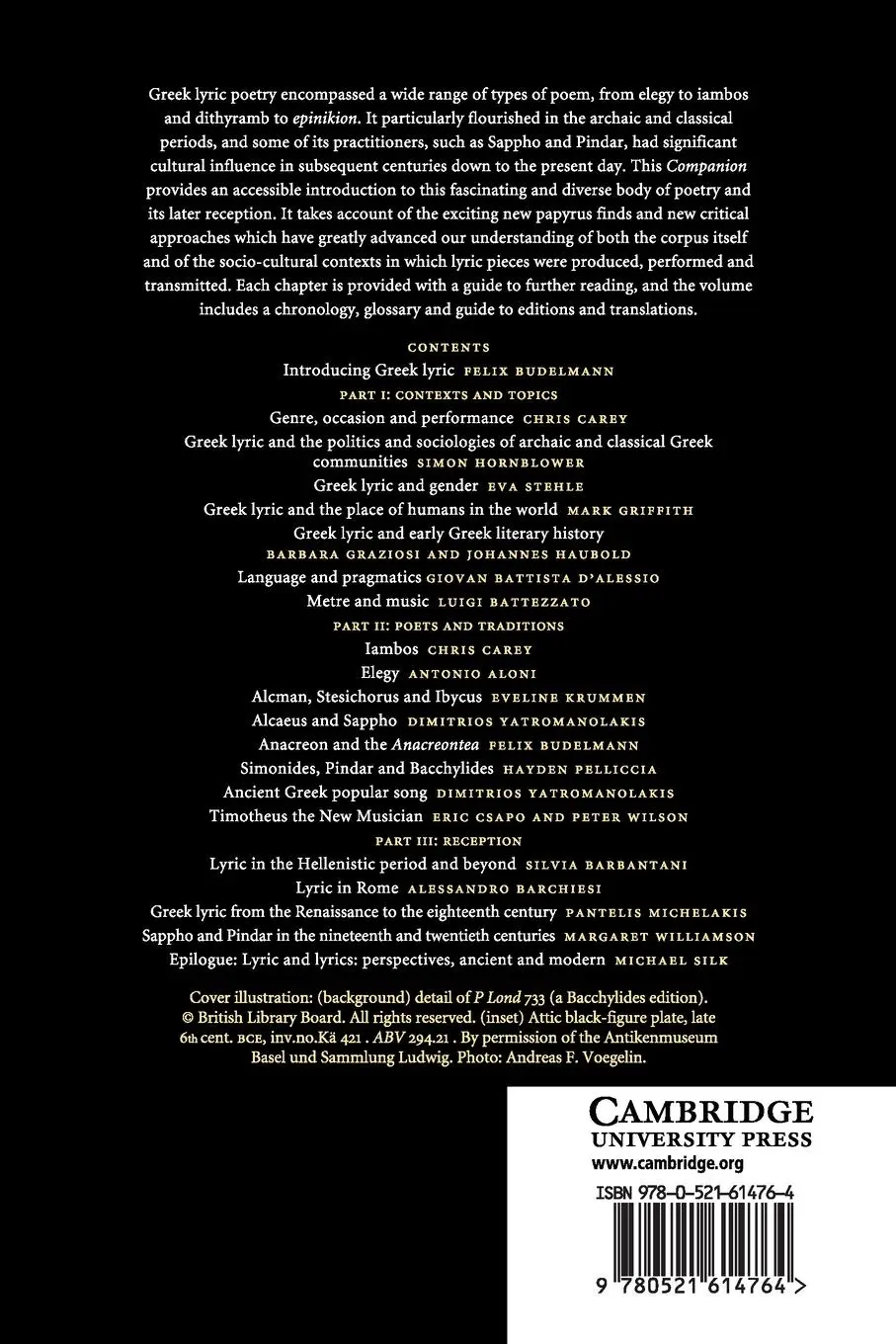 Rückseite: 9780521614764 | The Cambridge Companion to Greek Lyric | Felix Budelmann | Taschenbuch