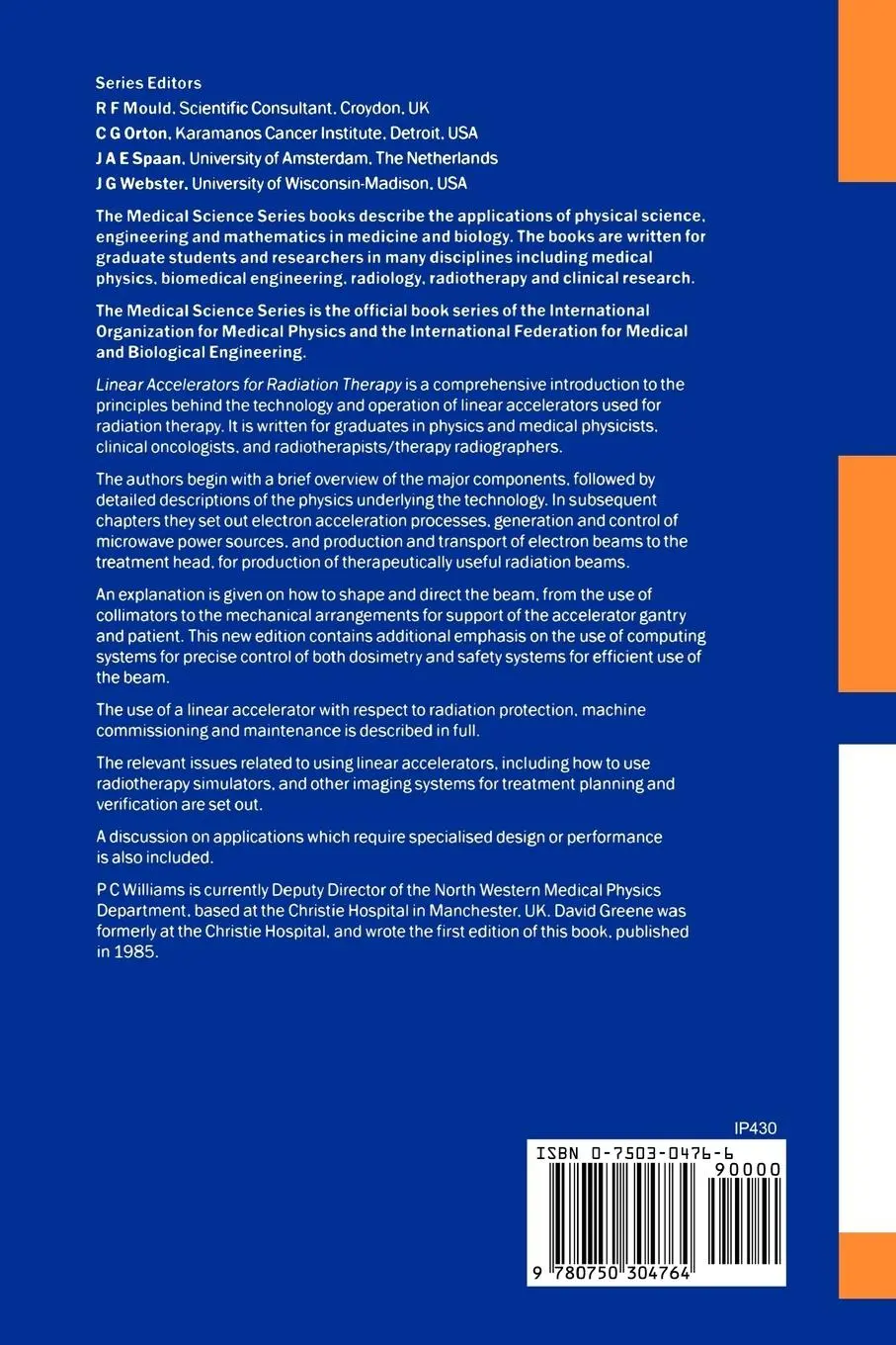 Rückseite: 9780750304764 | Linear Accelerators for Radiation Therapy | David Greene (u. a.)