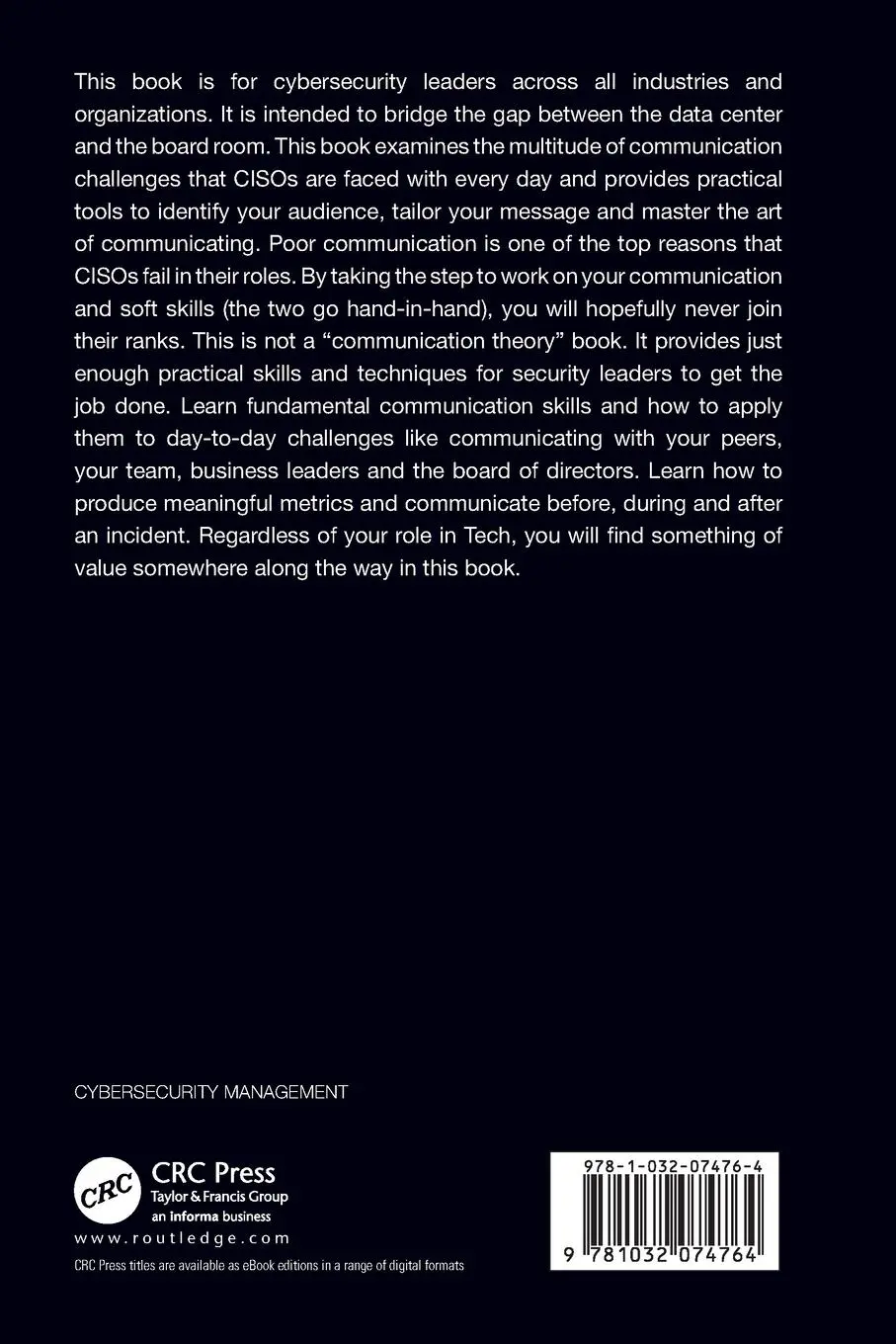 Rückseite: 9781032074764 | The Security Leader's Communication Playbook | Jeffrey W Brown | Buch