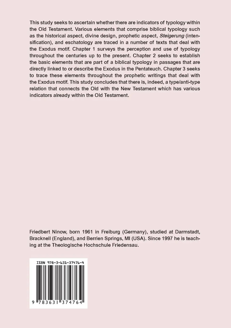 Rückseite: 9783631374764 | Indicators of Typology within the Old Testament: The Exodus Motif