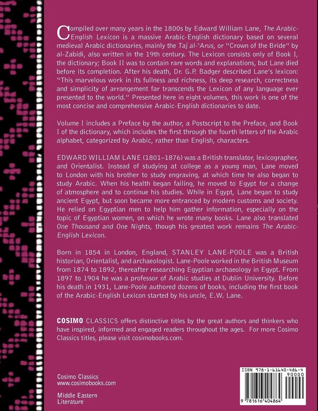 Rückseite: 9781616404864 | An Arabic-English Lexicon (in Eight Volumes), Vol. I | Lane (u. a.)