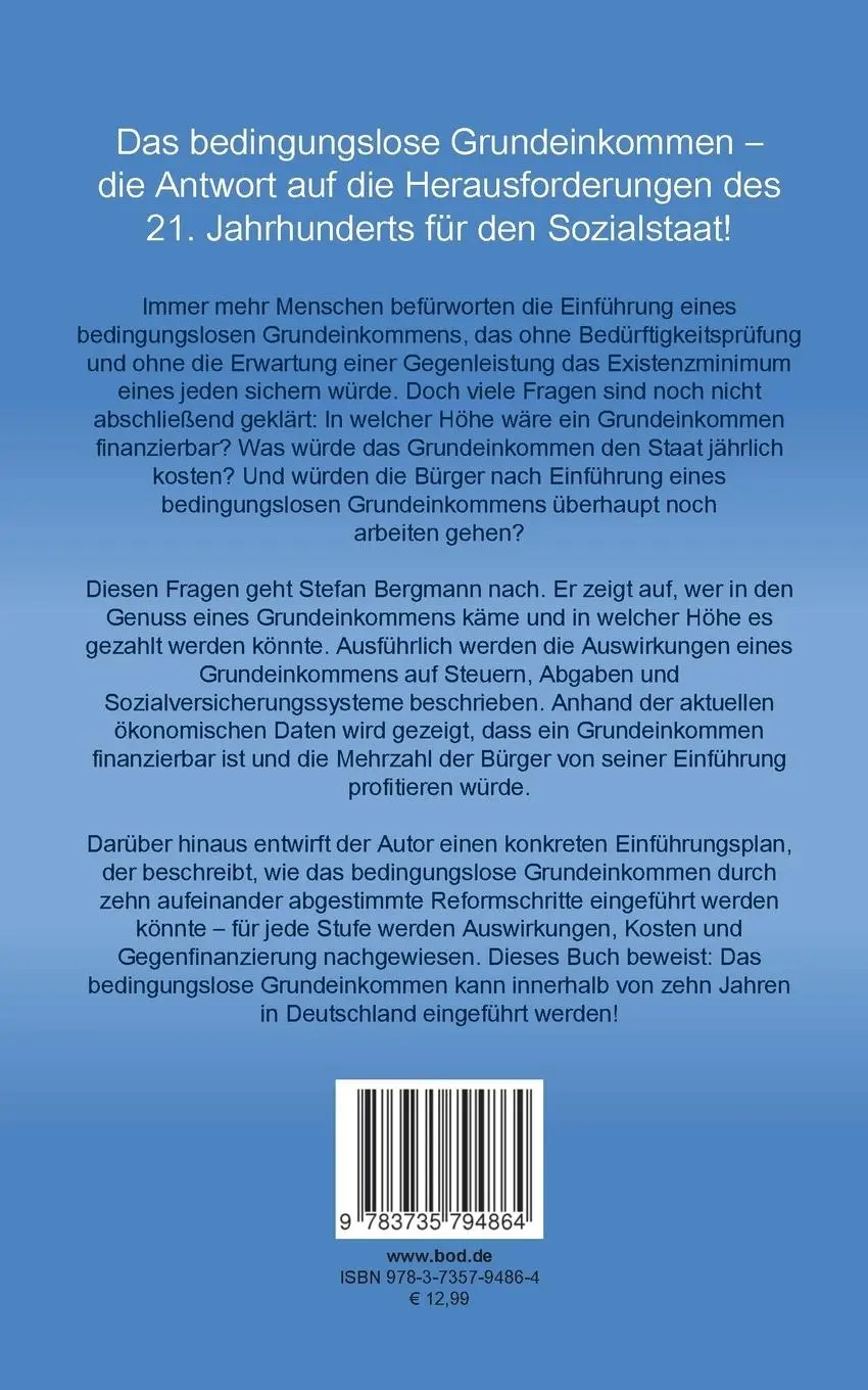 Rückseite: 9783735794864 | In zehn Stufen zum BGE | Stefan Bergmann | Taschenbuch | 268 S. | 2018