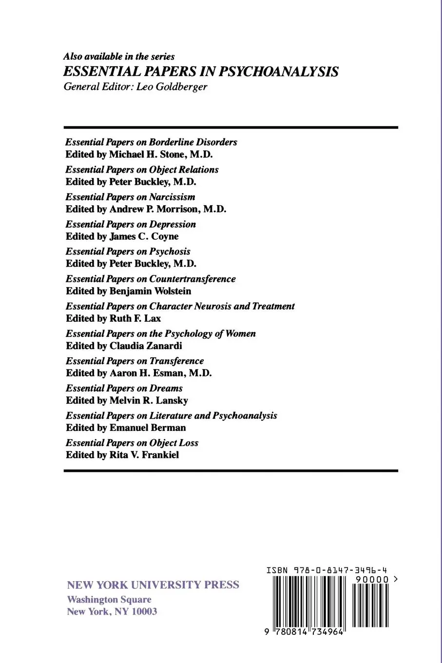 Rückseite: 9780814734964 | Essential Papers on Masochism | Margaret Ann Hanly | Taschenbuch
