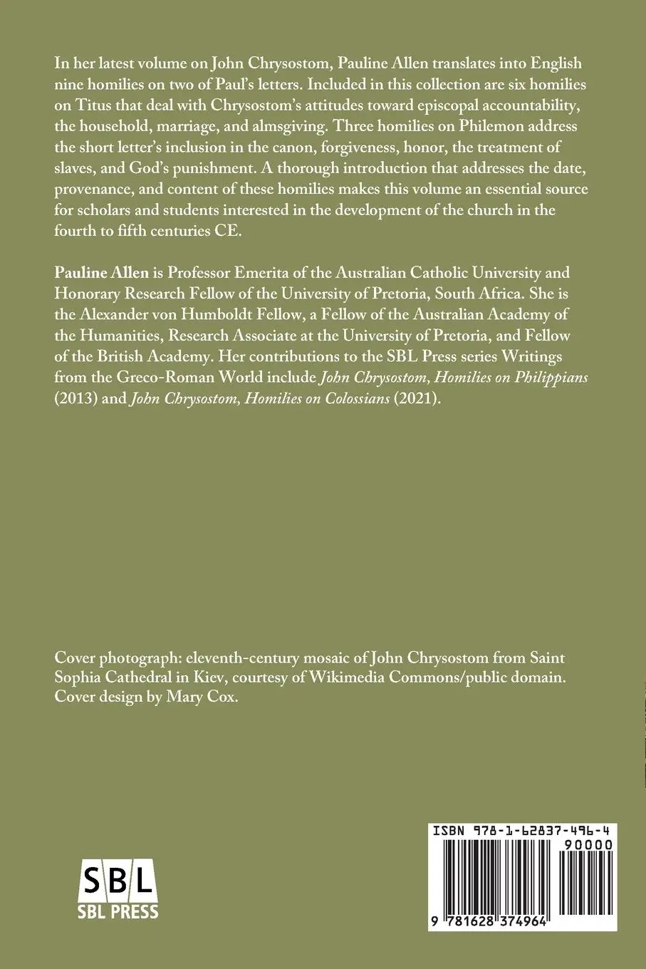 Rückseite: 9781628374964 | John Chrysostom, Homilies on Titus and Philemon | Pauline Allen | Buch