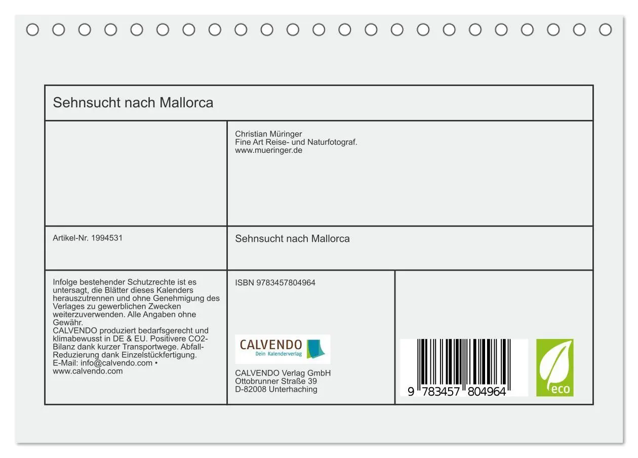 Bild: 9783457804964 | Sehnsucht nach Mallorca (Tischkalender 2026 DIN A5 quer), CALVENDO...