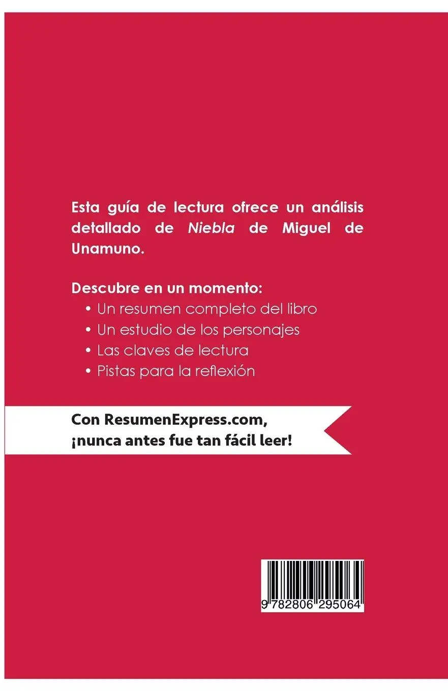 Rückseite: 9782806295064 | Niebla de Miguel de Unamuno (Guía de lectura) | Resumenexpress | Buch
