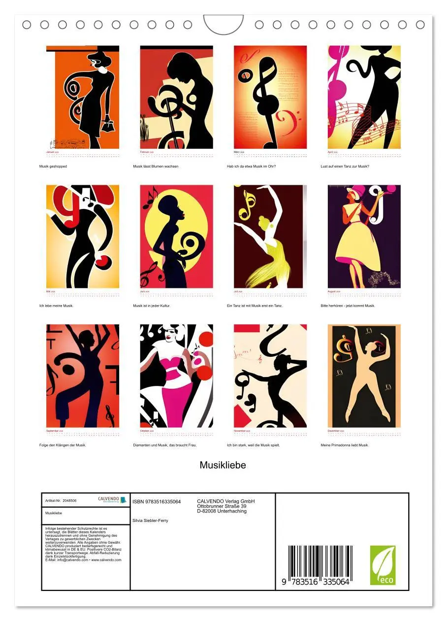 Bild: 9783516335064 | Musikliebe (Wandkalender 2026 DIN A4 hoch), CALVENDO Monatskalender