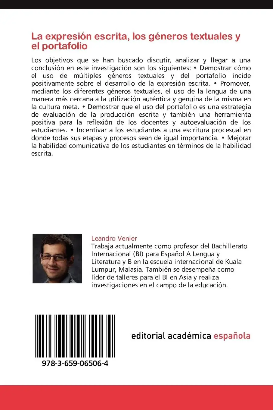 Rückseite: 9783659065064 | La expresión escrita, los géneros textuales y el portafolio | Venier