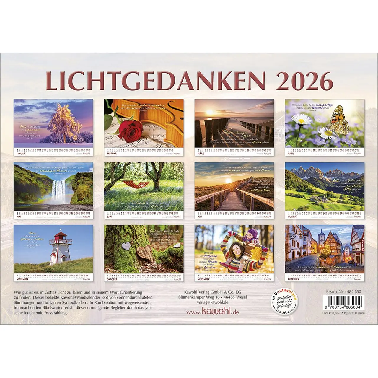 Bild: 9783754865064 | Lichtgedanken 2026 | Kalender | Spiralbindung | 14 S. | Deutsch | 2026
