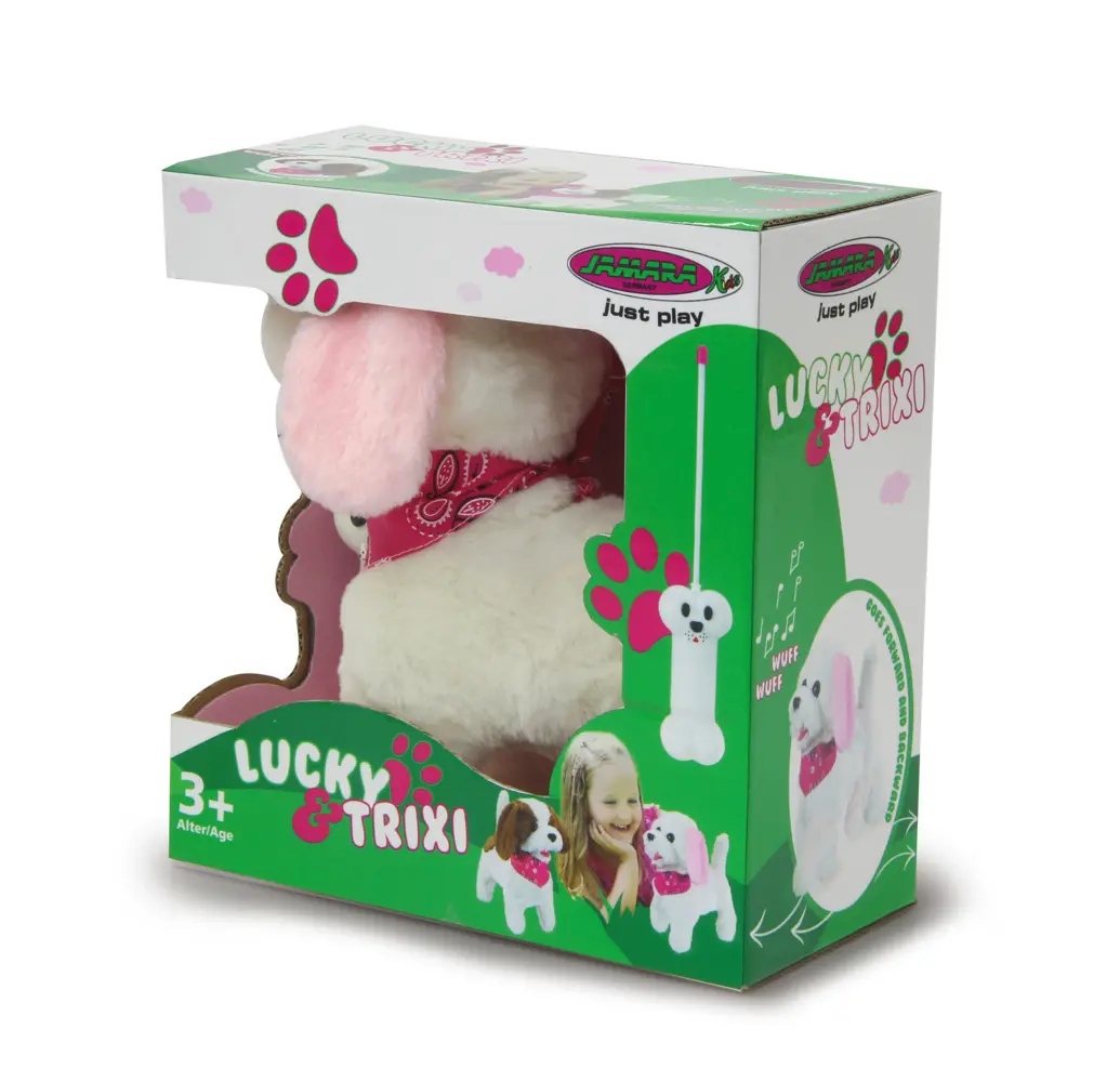 Cover: 4042774445164 | Jamara Trixi RC Plüschhund Weiss/Rosa | In Karton mit Sichtfenster