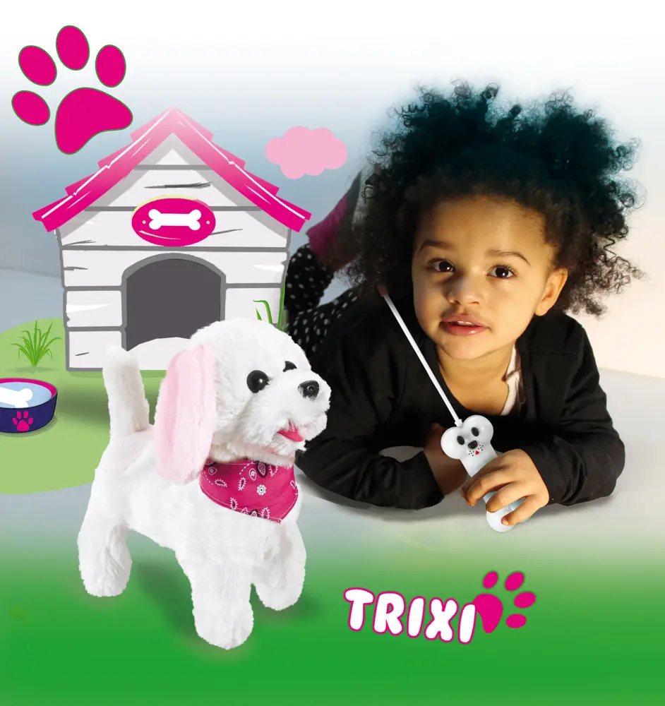 Bild: 4042774445164 | Jamara Trixi RC Plüschhund Weiss/Rosa | In Karton mit Sichtfenster