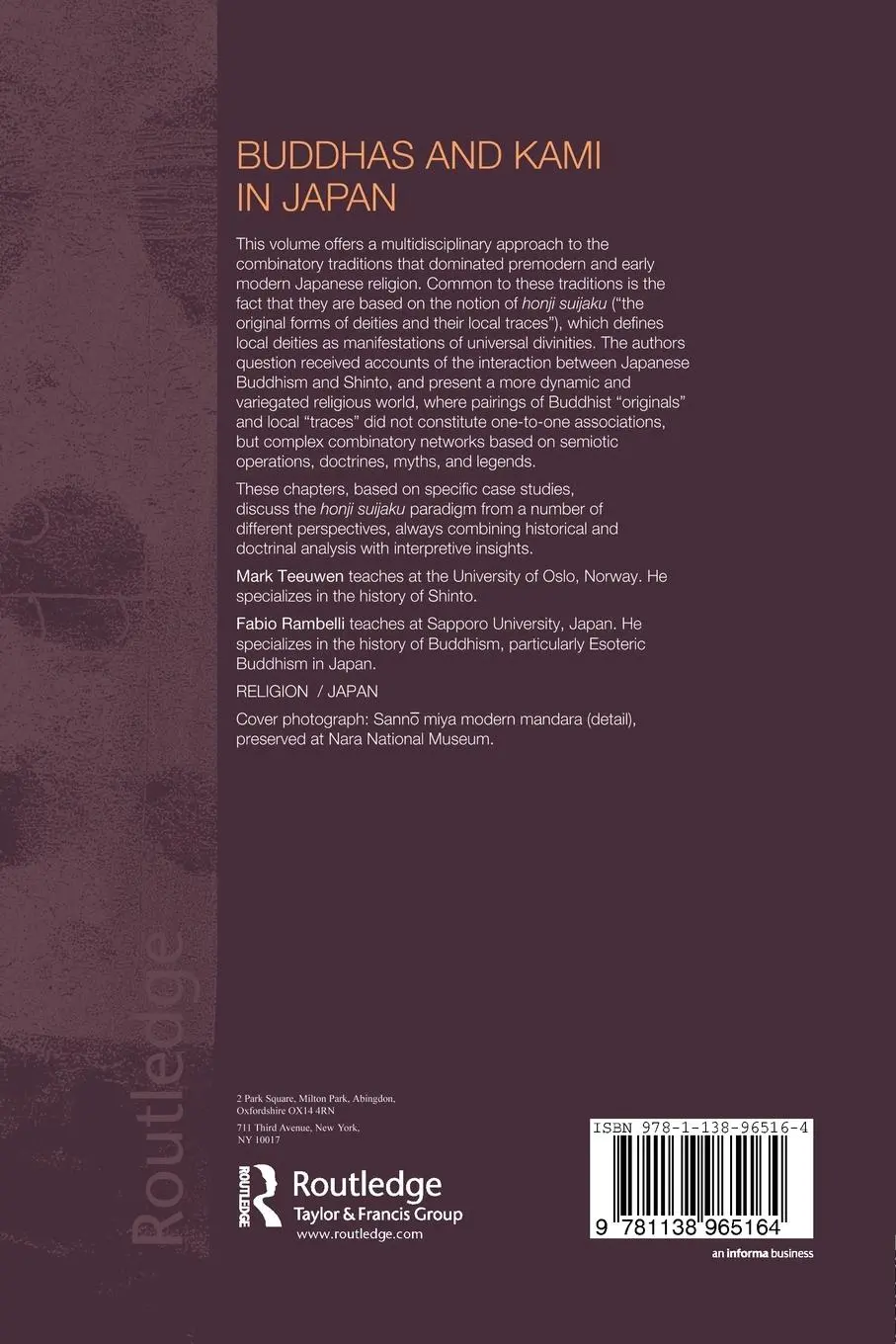 Rückseite: 9781138965164 | Buddhas and Kami in Japan | Honji Suijaku as a Combinatory Paradigm
