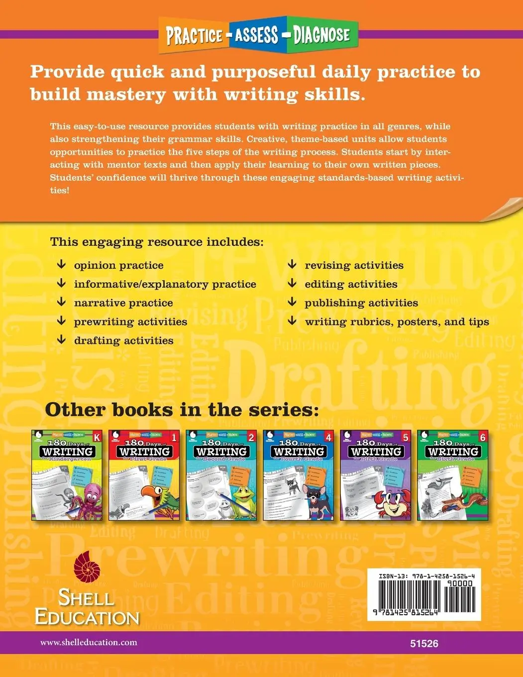Rückseite: 9781425815264 | 180 Days of Writing for Third Grade | Practice, Assess, Diagnose