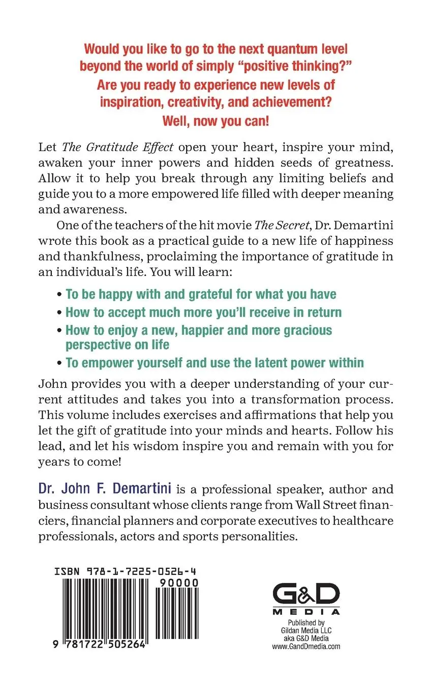 Rückseite: 9781722505264 | The Gratitude Effect | John Demartini | Taschenbuch | Englisch | 2020