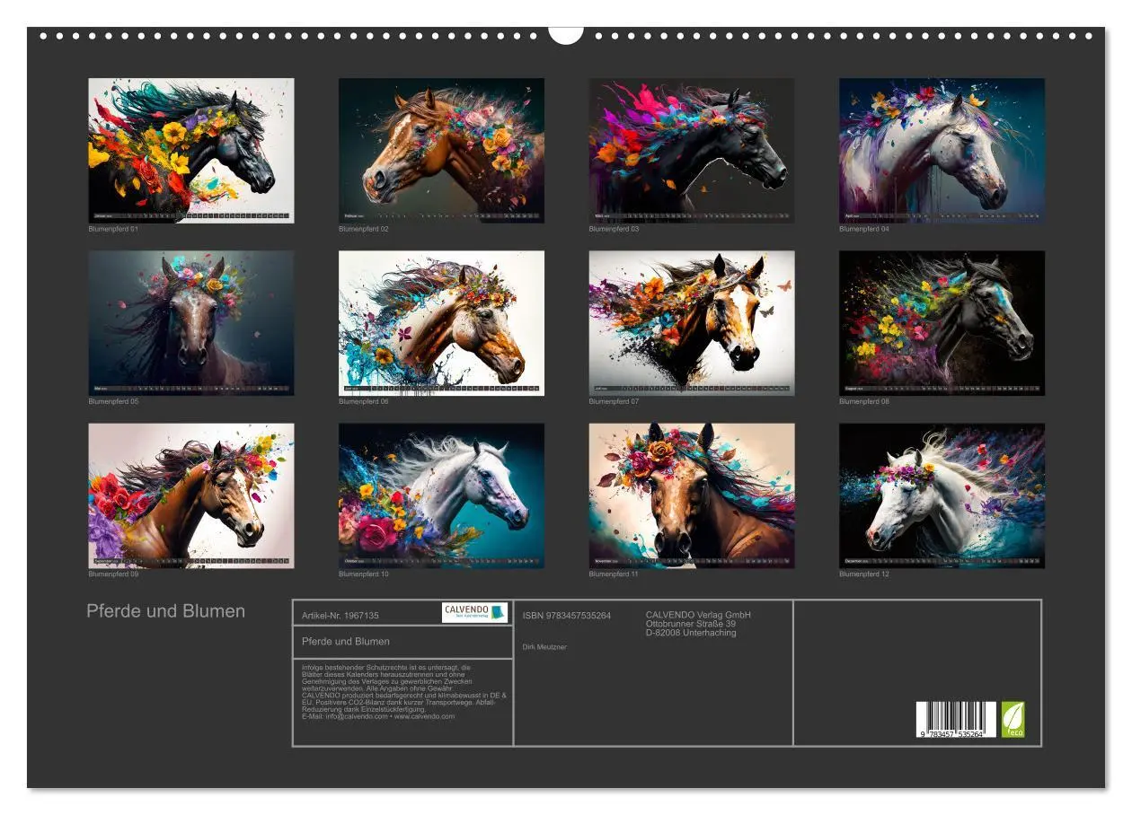 Bild: 9783457535264 | Pferde und Blumen (Wandkalender 2026 DIN A2 quer), CALVENDO...