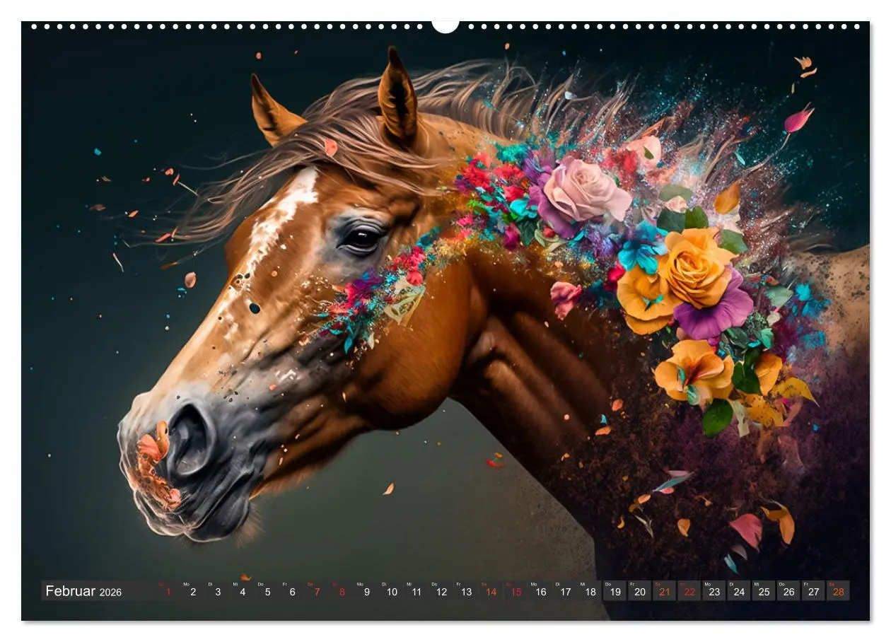 Bild: 9783457535264 | Pferde und Blumen (Wandkalender 2026 DIN A2 quer), CALVENDO...