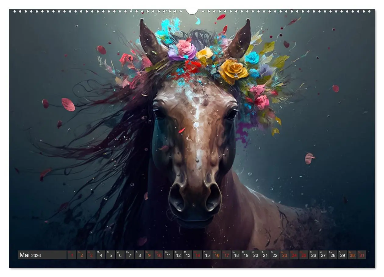 Bild: 9783457535264 | Pferde und Blumen (Wandkalender 2026 DIN A2 quer), CALVENDO...
