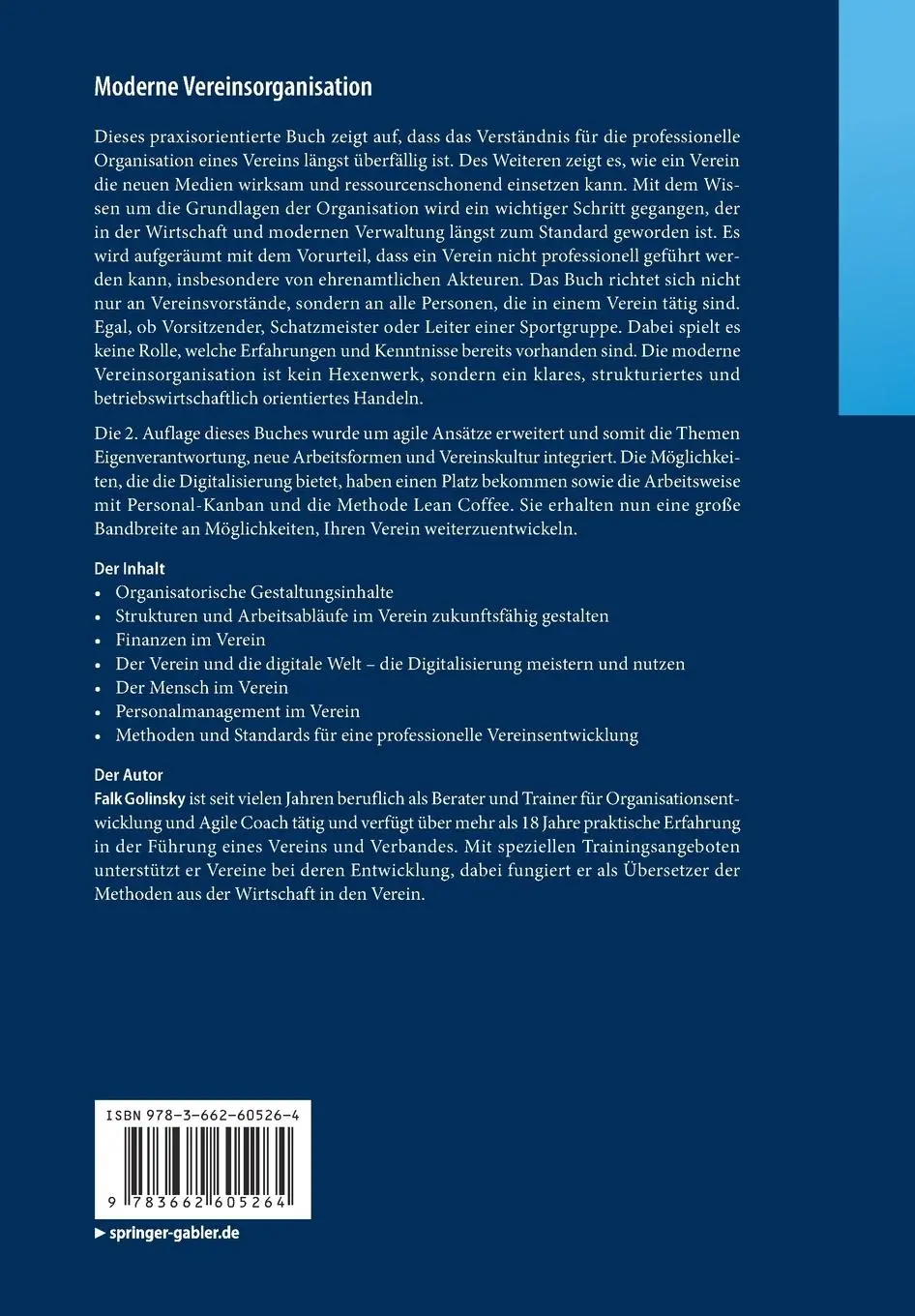 Rückseite: 9783662605264 | Moderne Vereinsorganisation | Vereinsmanagement leicht gemacht | Buch