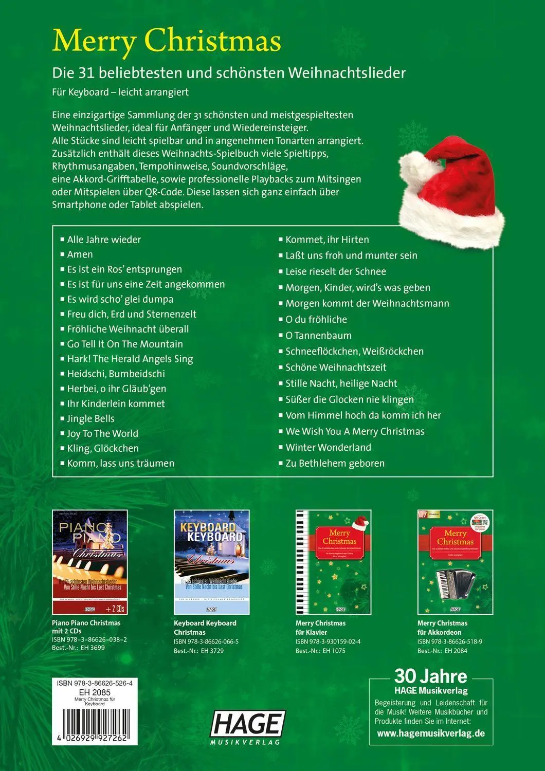 Bild: 9783866265264 | Merry Christmas für Keyboard | HAGE Musikverlag | Taschenbuch | 40 S.