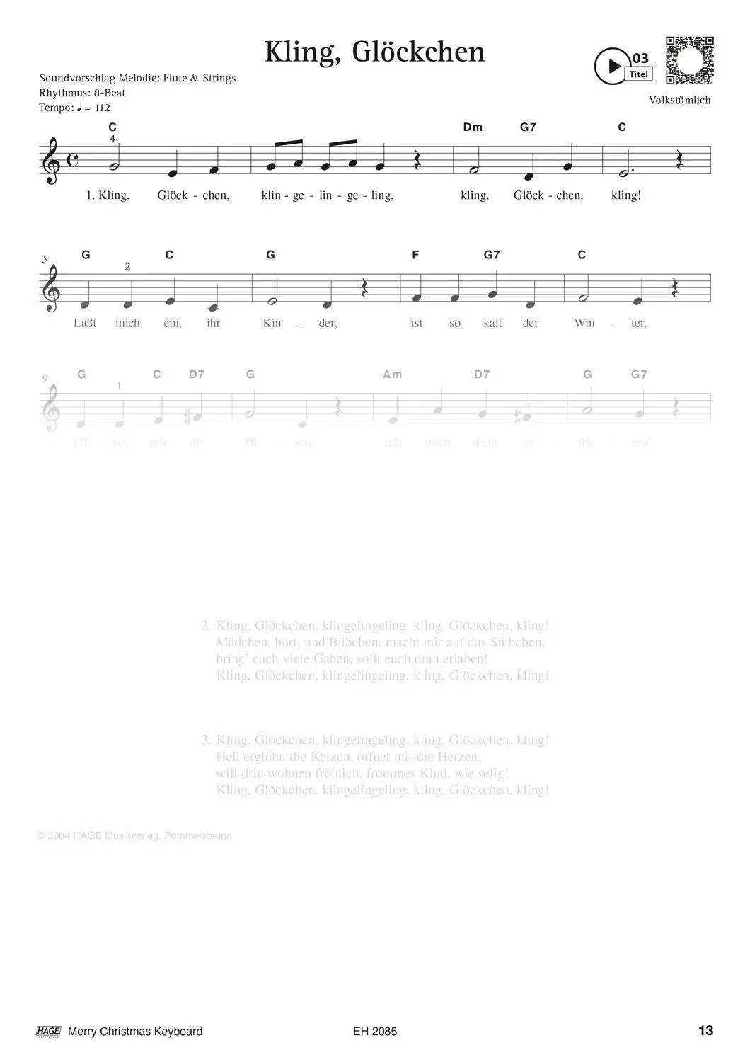 Bild: 9783866265264 | Merry Christmas für Keyboard | HAGE Musikverlag | Taschenbuch | 40 S.