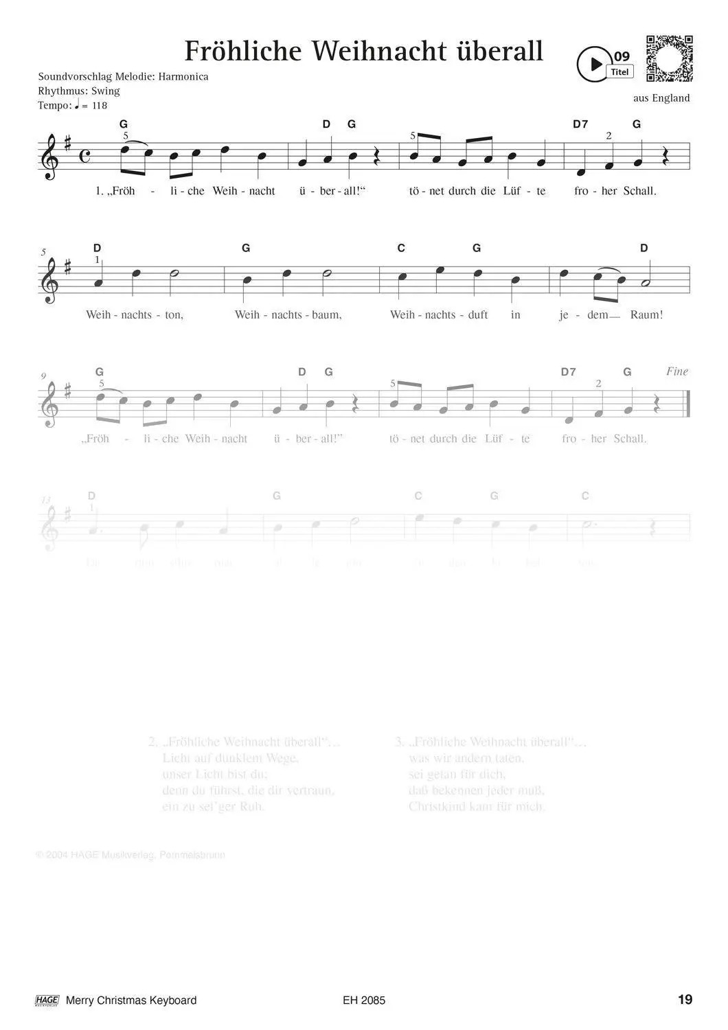 Bild: 9783866265264 | Merry Christmas für Keyboard | HAGE Musikverlag | Taschenbuch | 40 S.