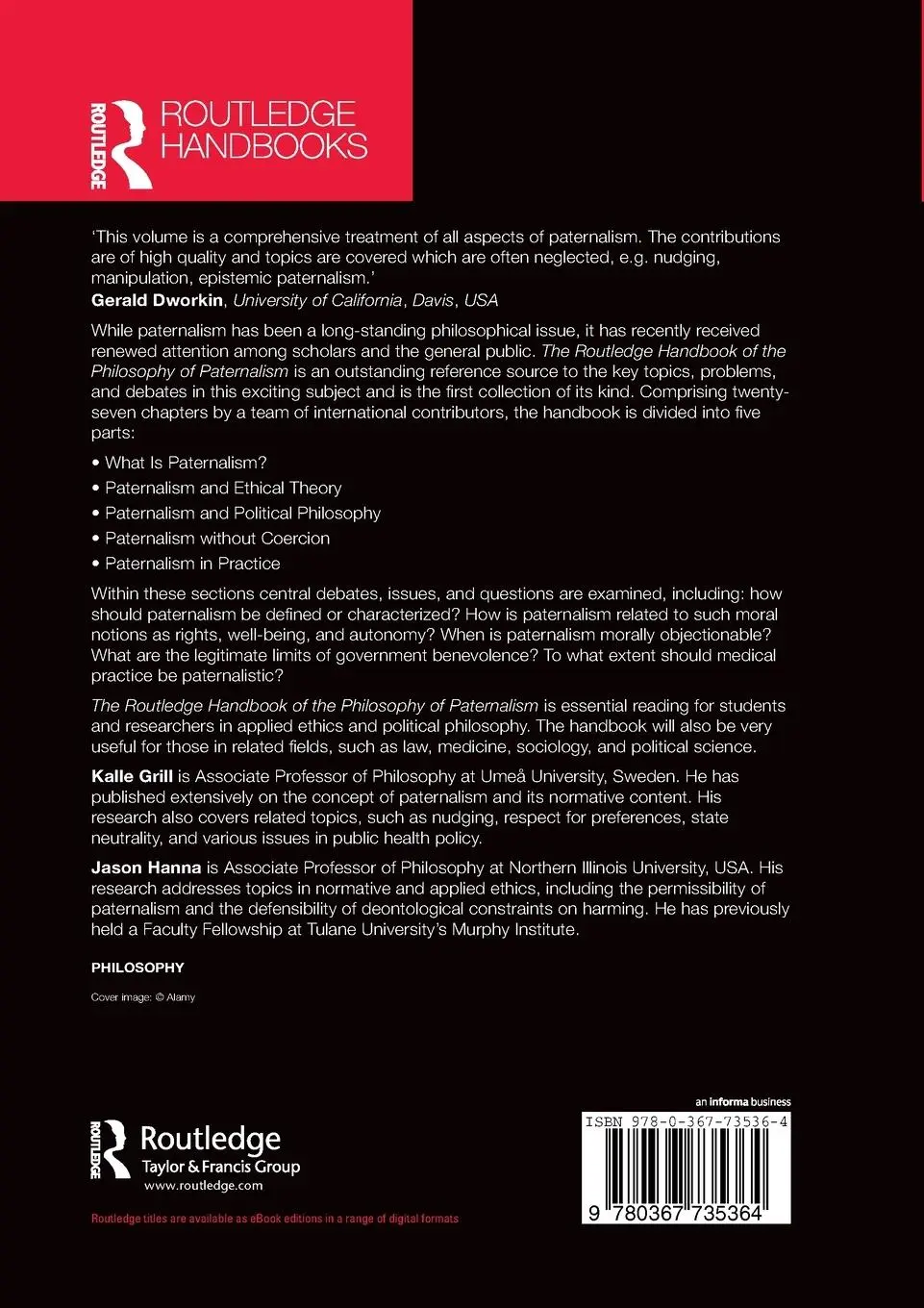 Rückseite: 9780367735364 | The Routledge Handbook of the Philosophy of Paternalism | Taschenbuch