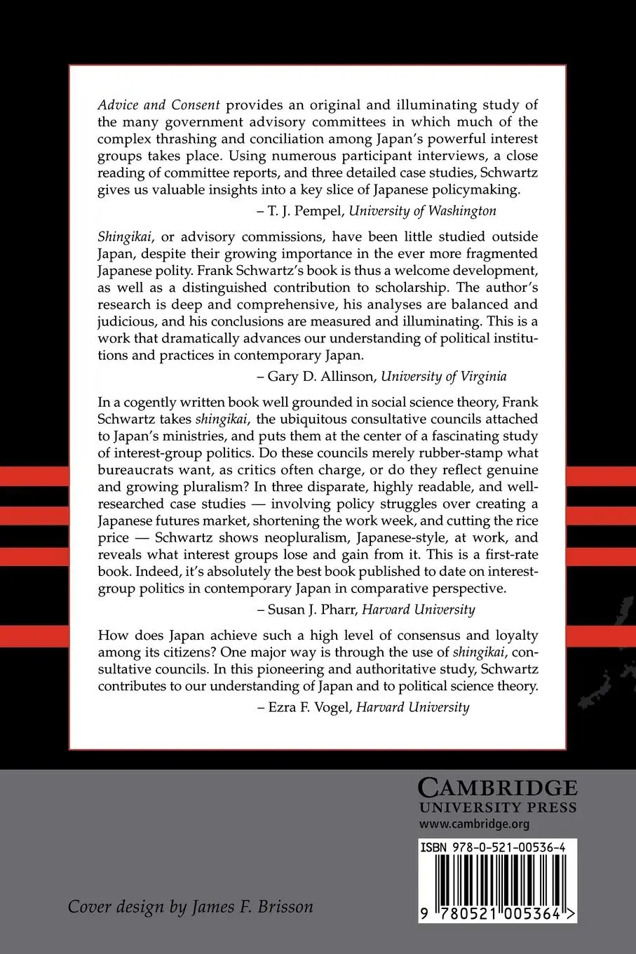 Rückseite: 9780521005364 | Advice and Consent | The Politics of Consultation in Japan | Schwartz