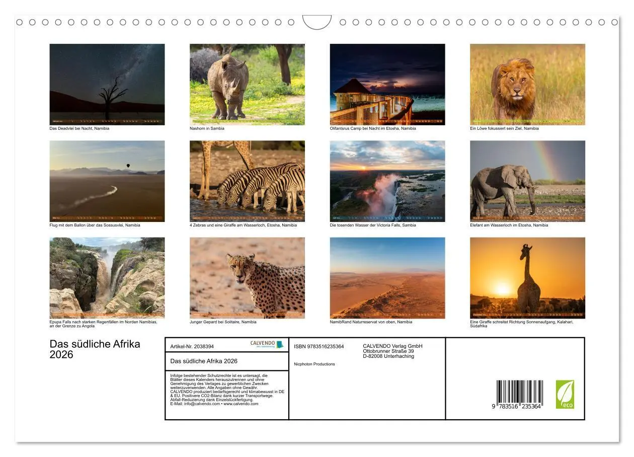 Bild: 9783516235364 | Das südliche Afrika 2026 (Wandkalender 2026 DIN A3 quer), CALVENDO...