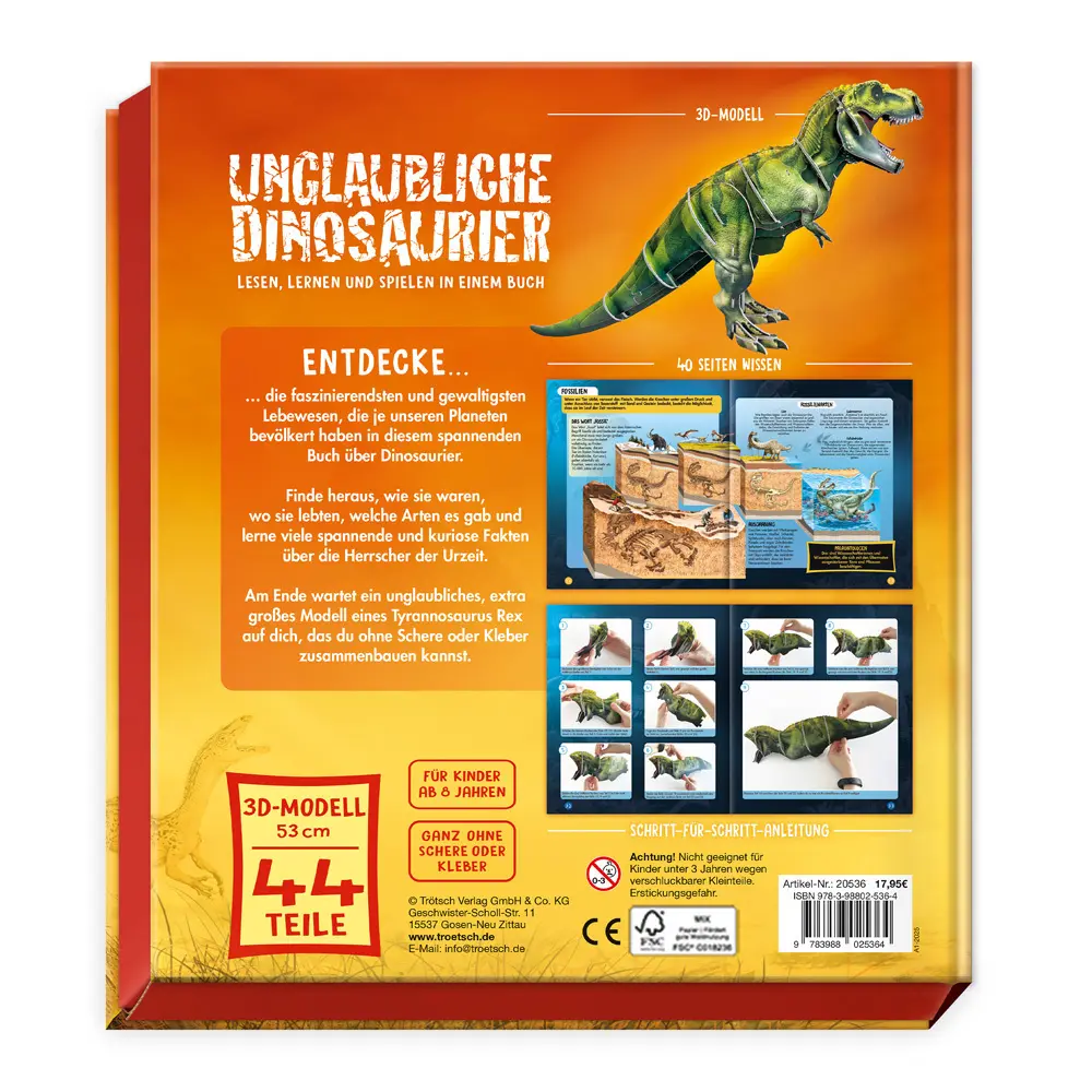 Bild: 9783988025364 | TRÖTSCH - Box 3D-Steckset Unglaubliche Dinosaurier Ab 8 Jahren | Co.KG