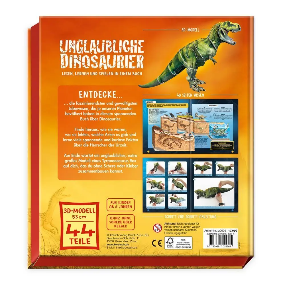 Bild: 9783988025364 | TRÖTSCH - Box 3D-Steckset Unglaubliche Dinosaurier Ab 8 Jahren | Co.KG