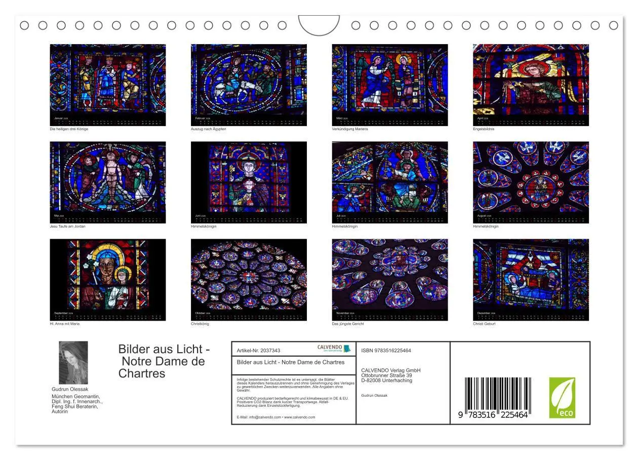 Bild: 9783516225464 | Bilder aus Licht - Notre Dame de Chartres (Wandkalender 2026 DIN A4...