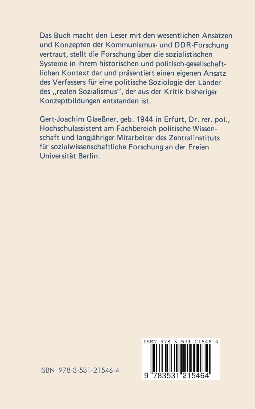 Rückseite: 9783531215464 | Sozialistische Systeme | Gert-Joachim Glaeßner | Taschenbuch | 315 S.