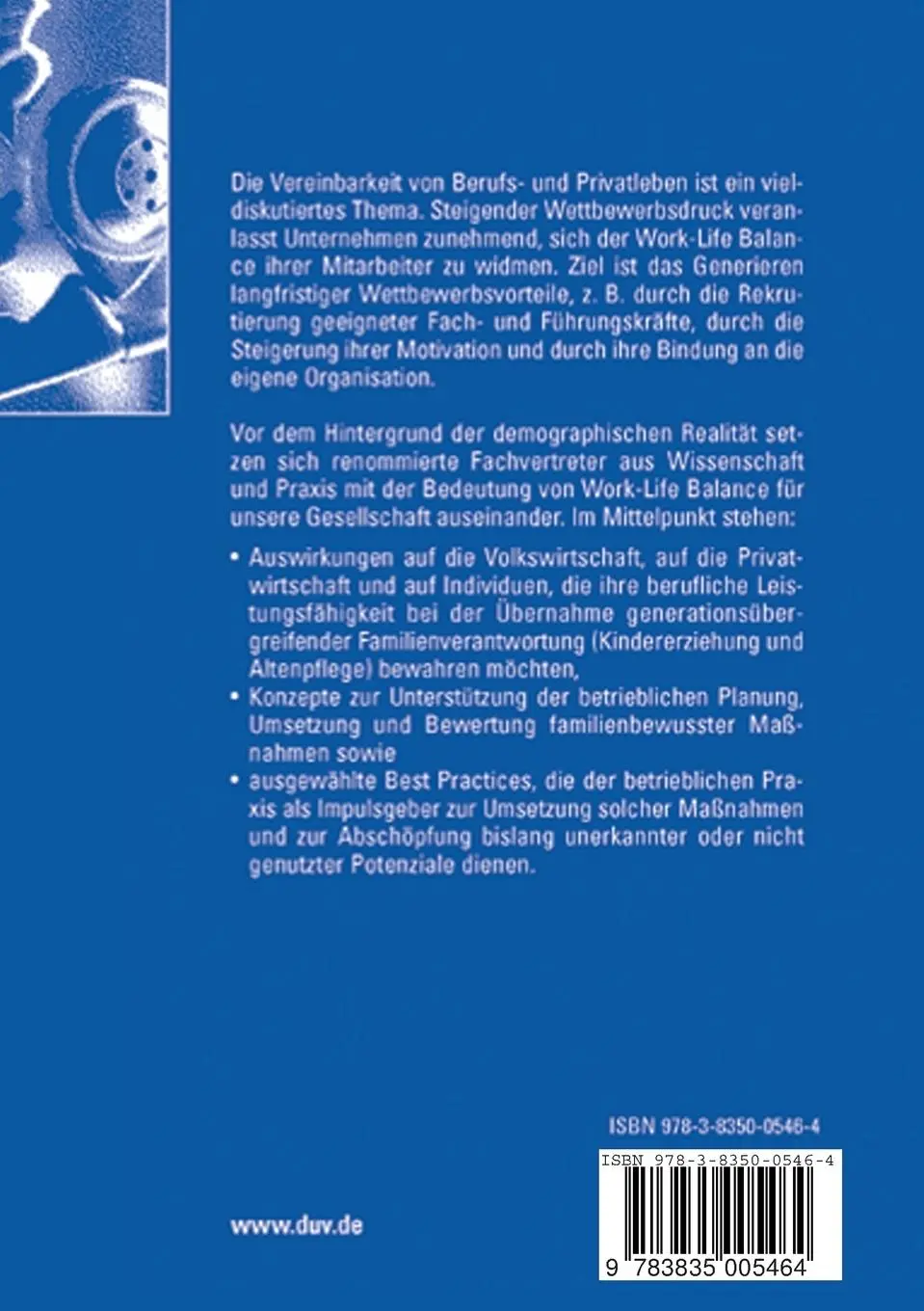 Rückseite: 9783835005464 | Erfolgreiche Umsetzung von Work-Life-Balance in Organisationen | Buch