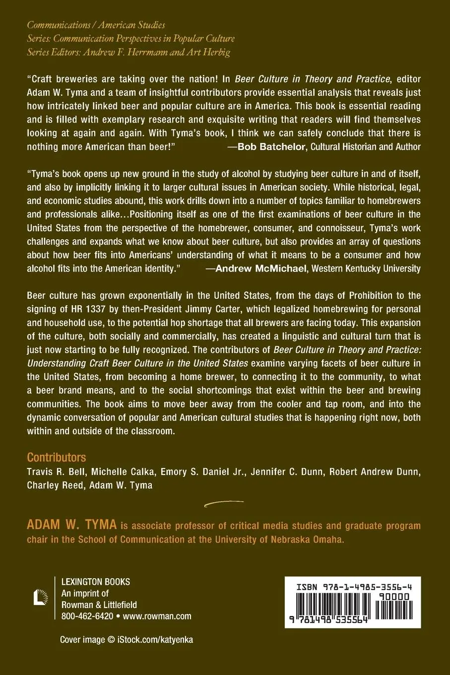 Rückseite: 9781498535564 | Beer Culture in Theory and Practice | Adam W. Tyma | Taschenbuch