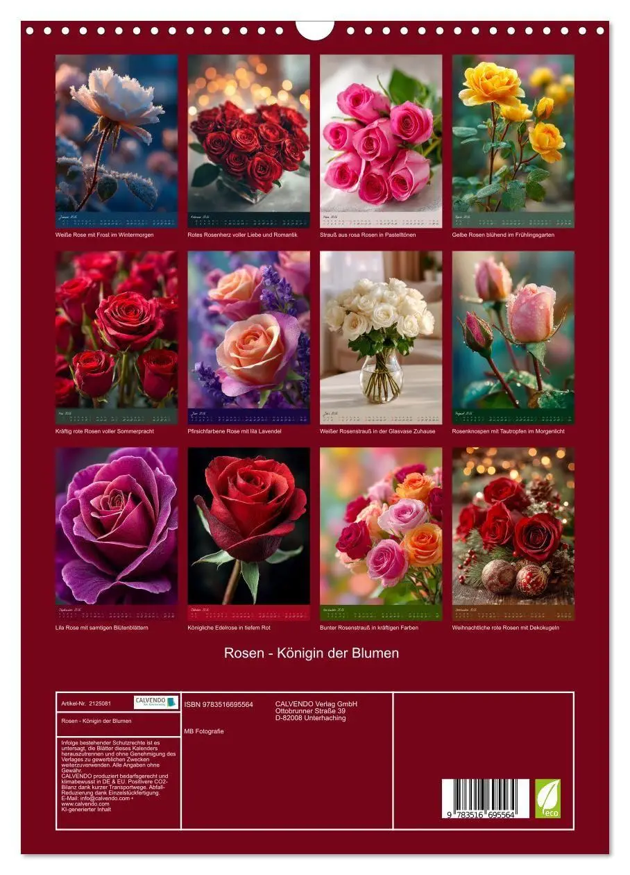 Bild: 9783516695564 | Rosen - Königin der Blumen (Wandkalender 2026 DIN A3 hoch),...