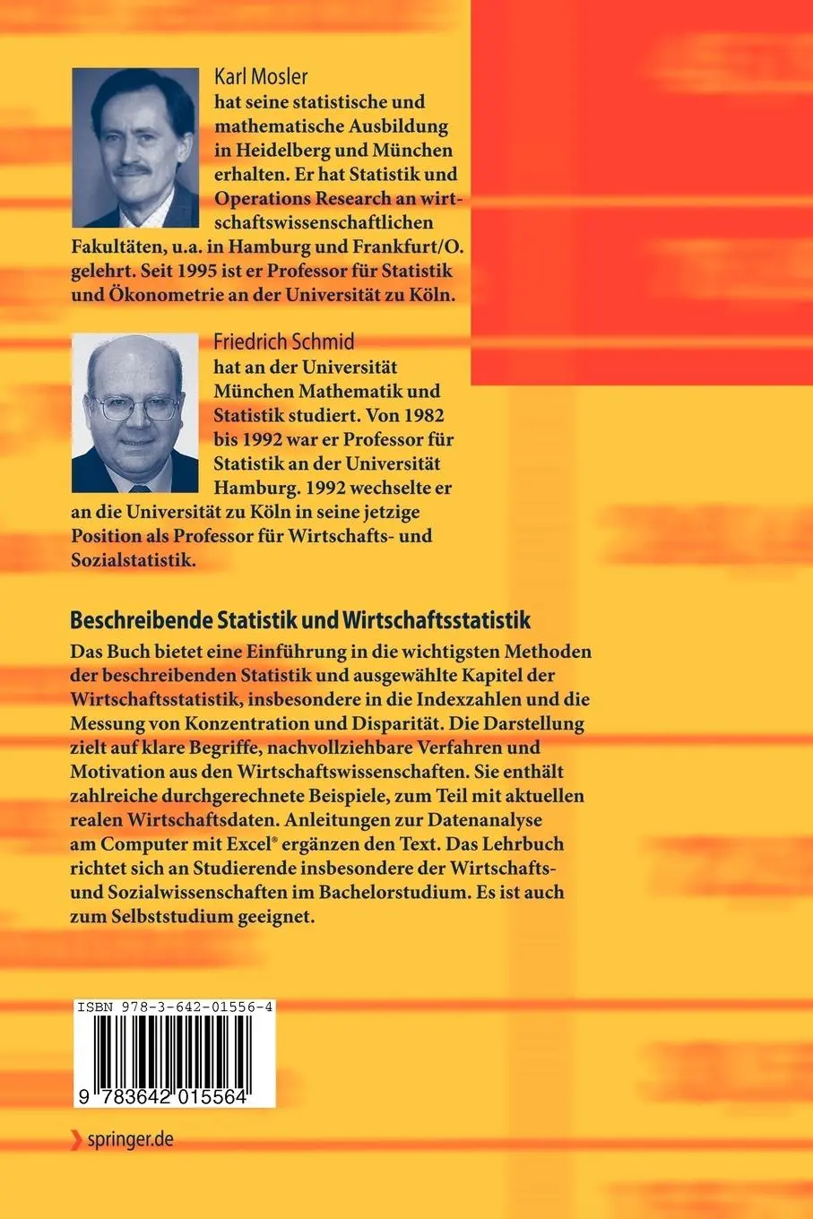 Rückseite: 9783642015564 | Beschreibende Statistik und Wirtschaftsstatistik | Schmid (u. a.) | x