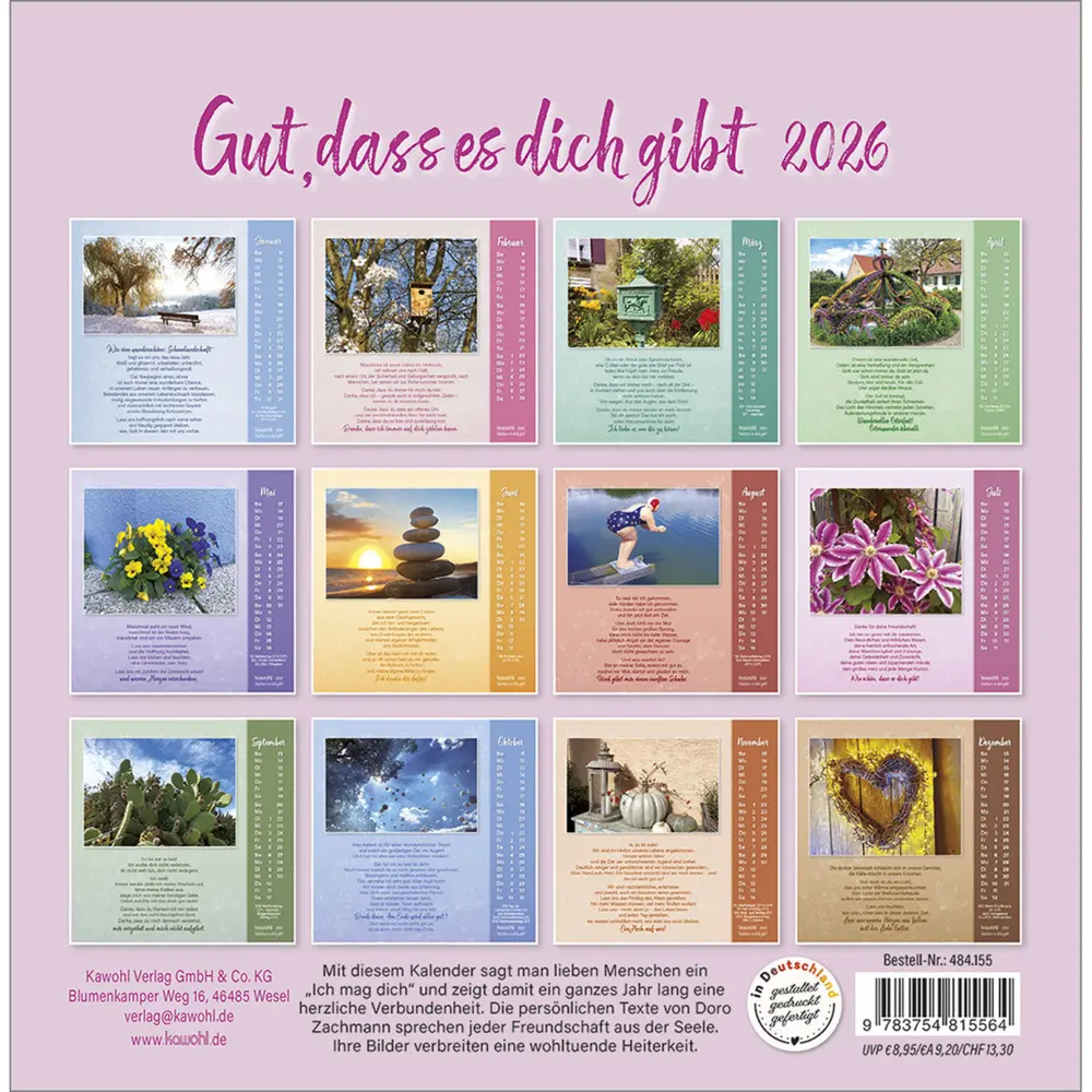 Bild: 9783754815564 | Gut, dass es dich gibt 2026 | Der "Ich mag Dich"-Postkarten-Kalender