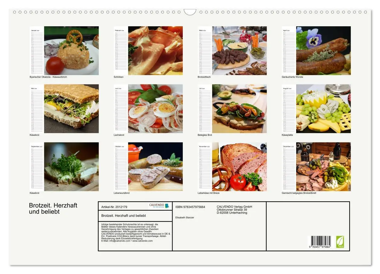 Bild: 9783457975664 | Brotzeit. Herzhaft und beliebt (Wandkalender 2026 DIN A2 quer),...