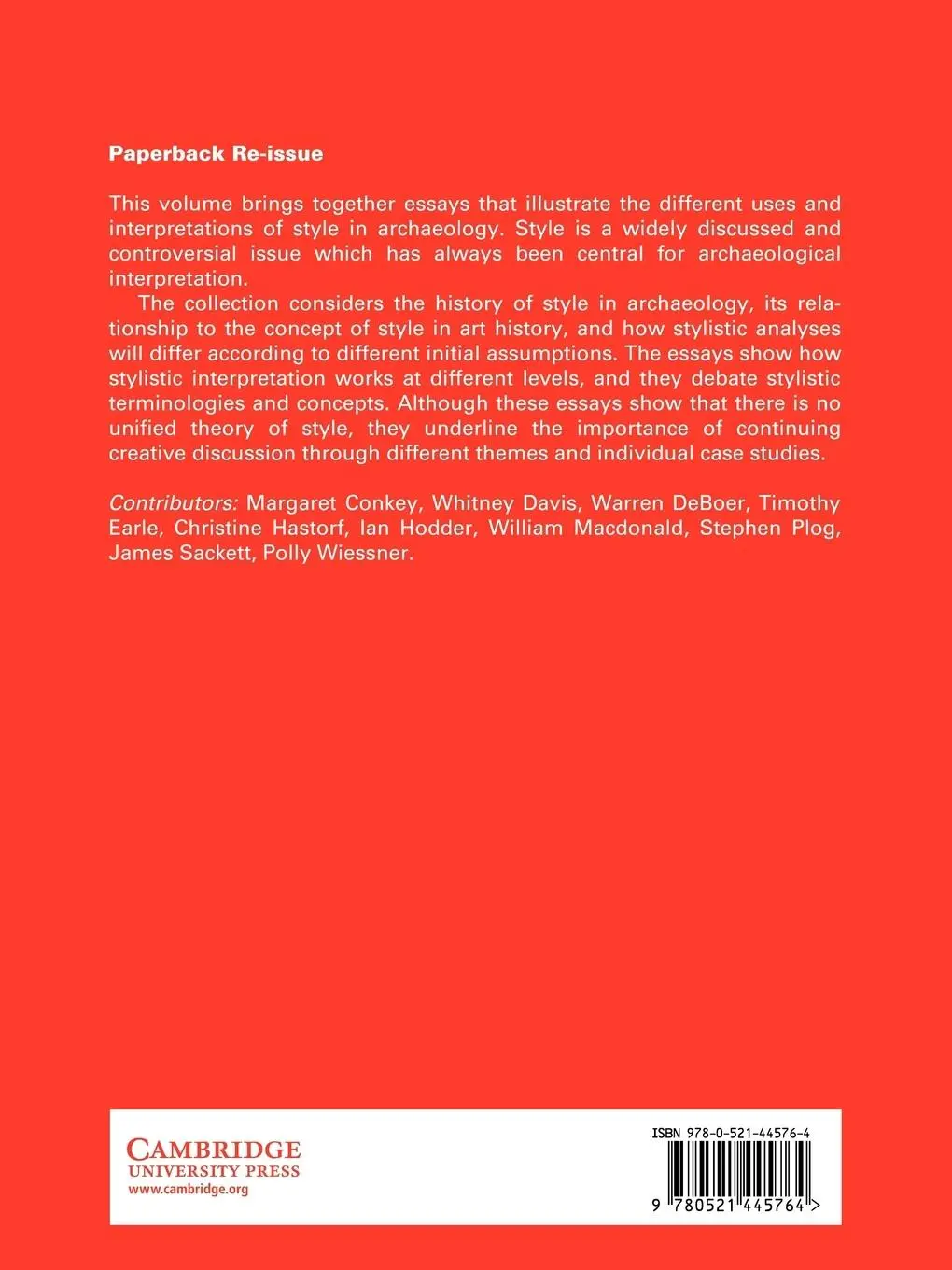 Rückseite: 9780521445764 | The Uses of Style in Archaeology | Margaret W. Conkey (u. a.) | Buch